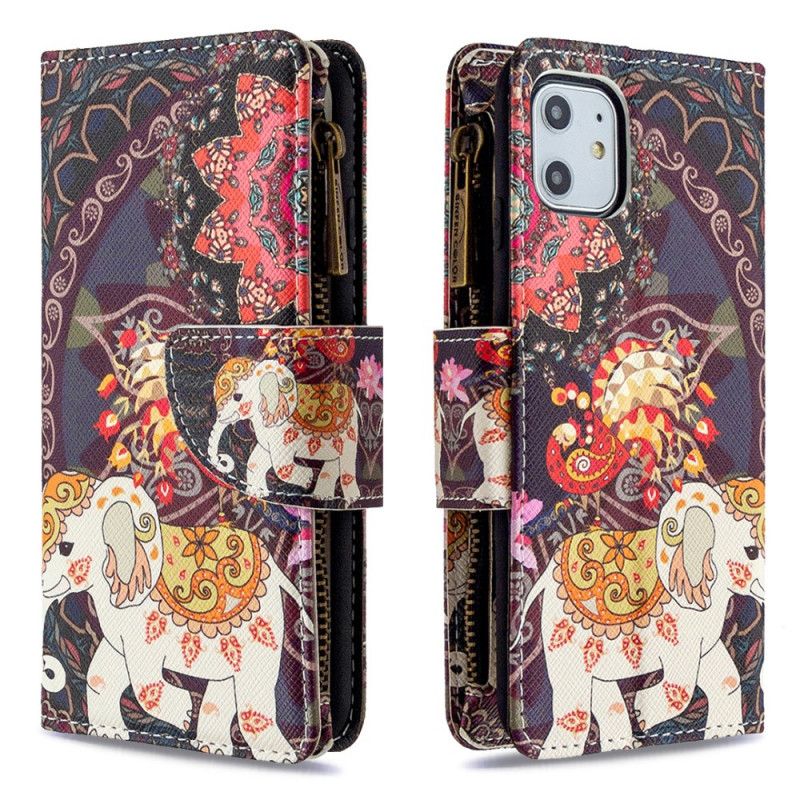 Leren Hoesje voor iPhone 11 Zak Met Olifantenrits