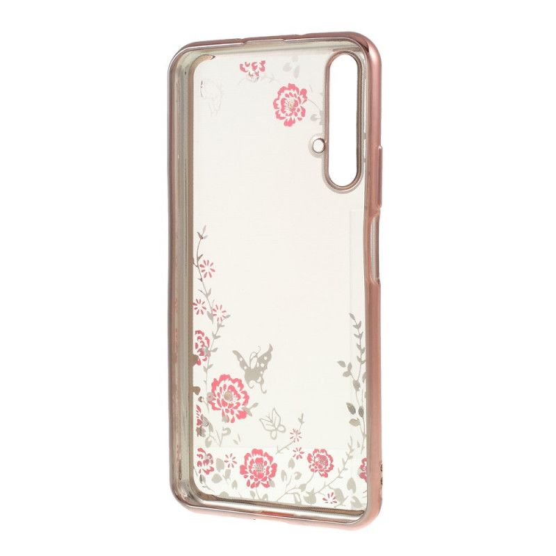 Hoesje voor Honor 20 Rose Goud Goud Metalen Effectrand Met Vlinders