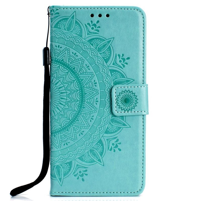 Leren Hoesje Honor 20 Rood Grijs Zon Mandala