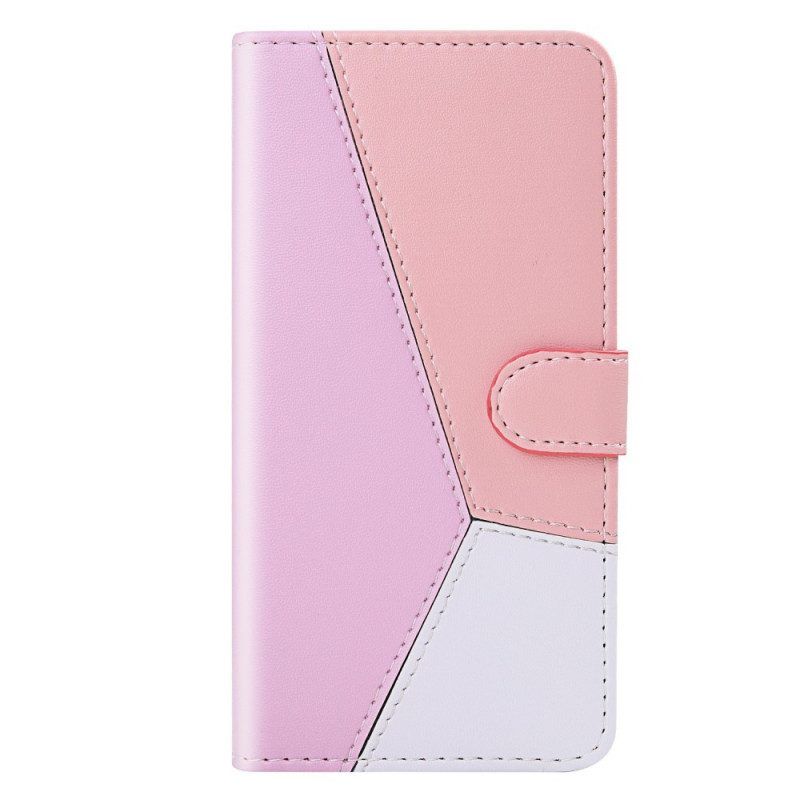 Folio-hoesje voor Samsung Galaxy S22 Ultra 5G Driekleurig Leereffect