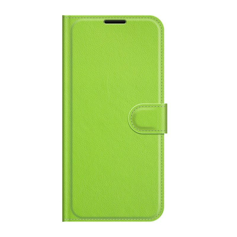 Folio-hoesje voor Samsung Galaxy S22 Ultra 5G Klassiek Litchi-leereffect