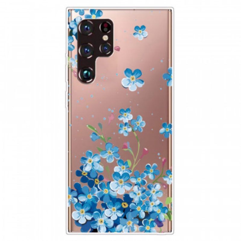 Hoesje voor Samsung Galaxy S22 Ultra 5G Blauwe Bloemen