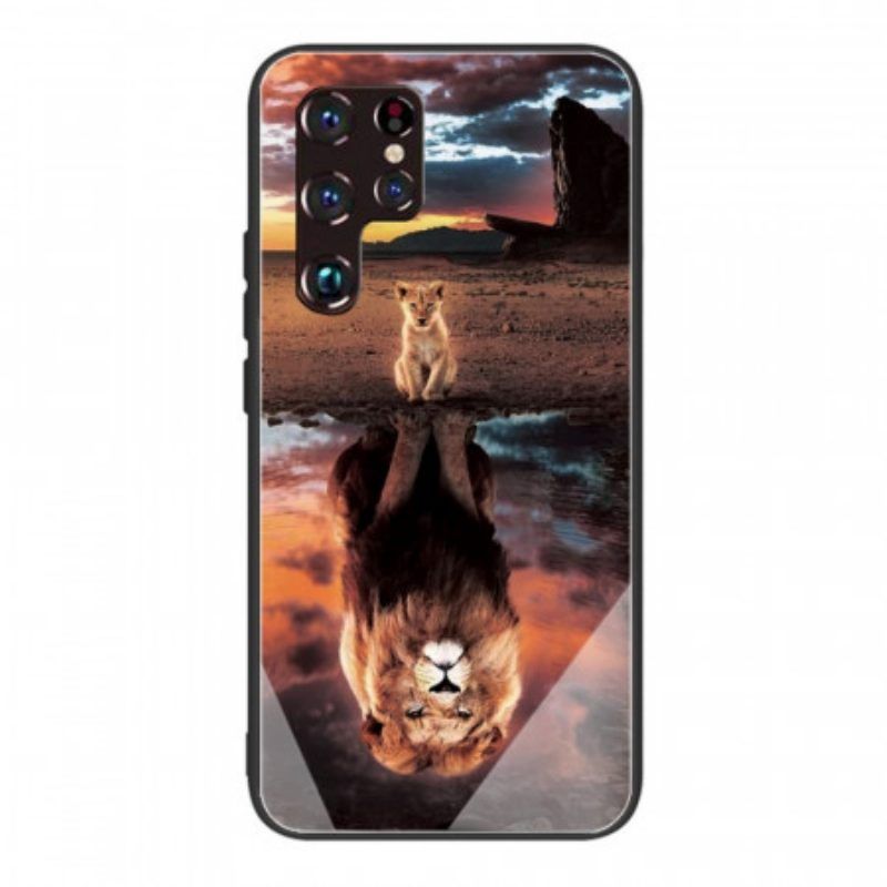 Hoesje voor Samsung Galaxy S22 Ultra 5G Lion Cub's Dream Gehard Glas