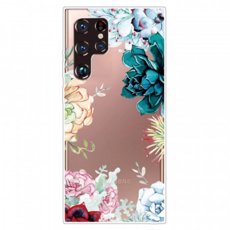 Hoesje voor Samsung Galaxy S22 Ultra 5G Naadloze Aquarel Bloemen