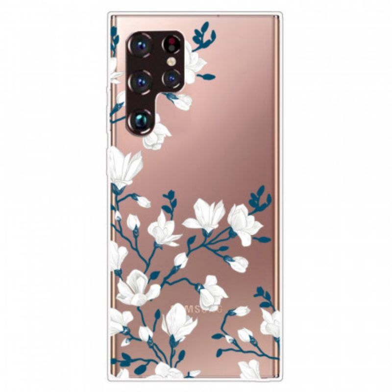 Hoesje voor Samsung Galaxy S22 Ultra 5G Naadloze Witte Bloemen