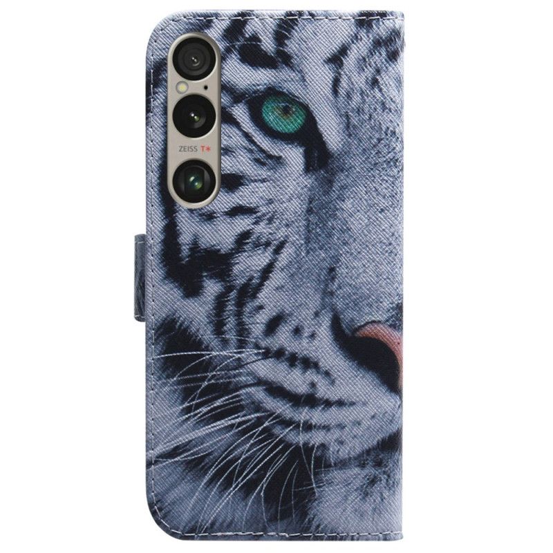 Flip Case Leren Sony Xperia 1 Vi Witte Tijger