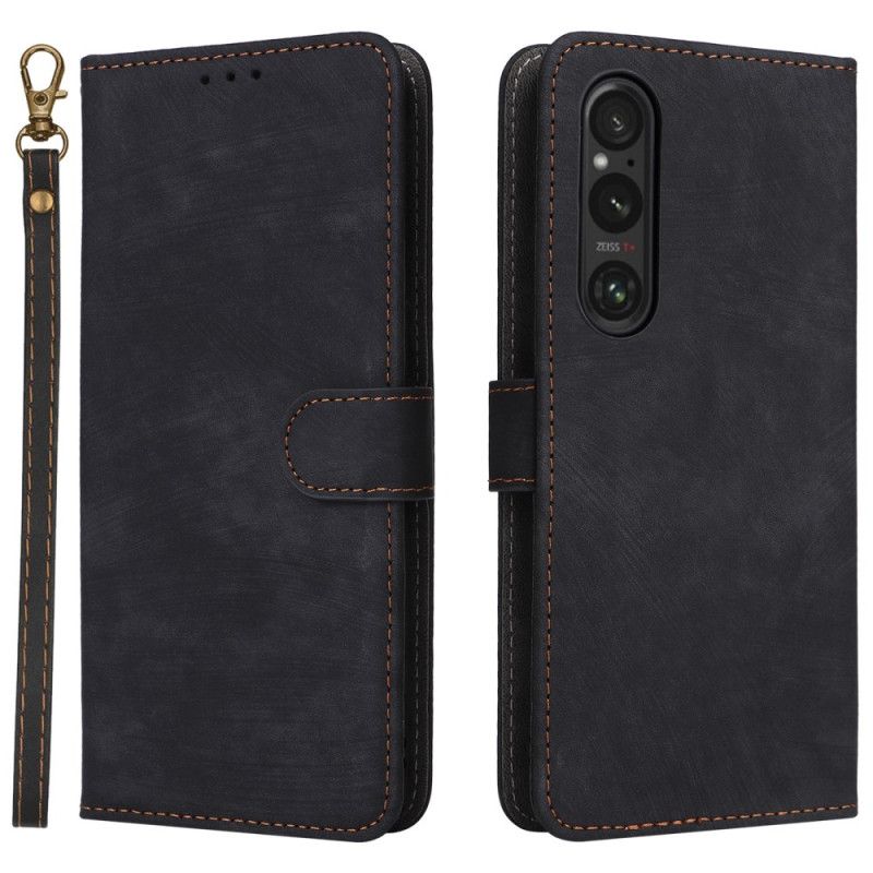 Folio-hoesje Sony Xperia 1 Vi Telefoonhoesje Rfid Suède Effect Met Riem