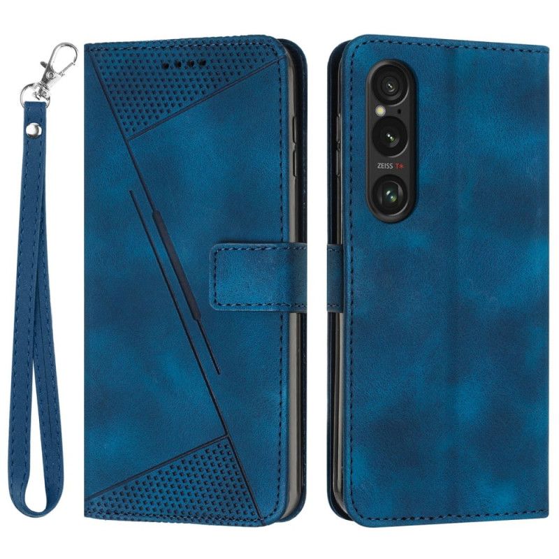 Leren Hoesje Sony Xperia 1 Vi Driehoekig Bandpatroon