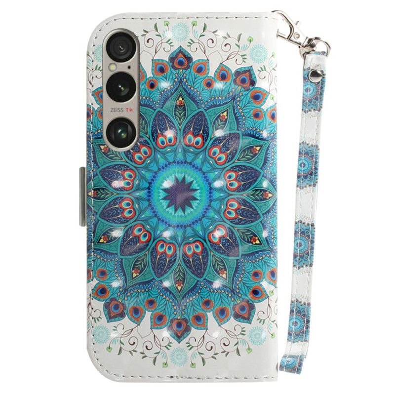 Leren Hoesje Sony Xperia 1 Vi Groene Mandala Met Bandje Bescherming Hoesje