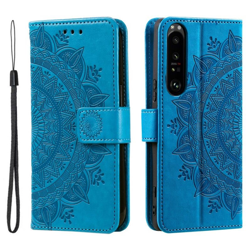 Leren Hoesje Sony Xperia 1 Vi Mandala Zon Met Riem