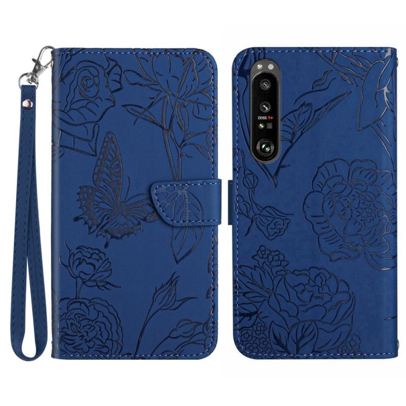 Leren Hoesje Voor Sony Xperia 1 Vi Vlinderprint Met Bandje