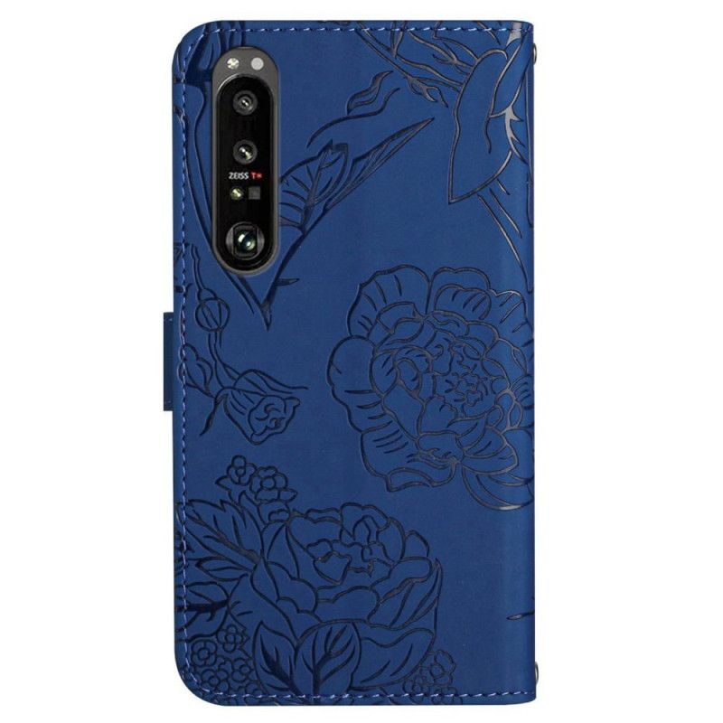 Leren Hoesje Voor Sony Xperia 1 Vi Vlinderprint Met Bandje