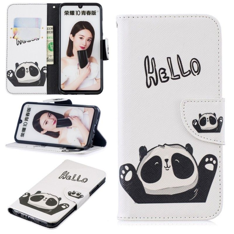 Cover Folio-hoesje Honor 10 Lite Telefoonhoesje Hallo Panda