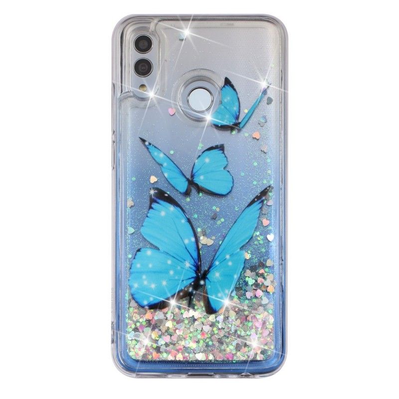 Cover Hoesje Honor 10 Lite Telefoonhoesje Glitter Vliegende Vlinders