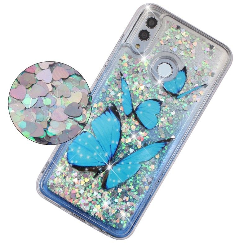 Cover Hoesje Honor 10 Lite Telefoonhoesje Glitter Vliegende Vlinders