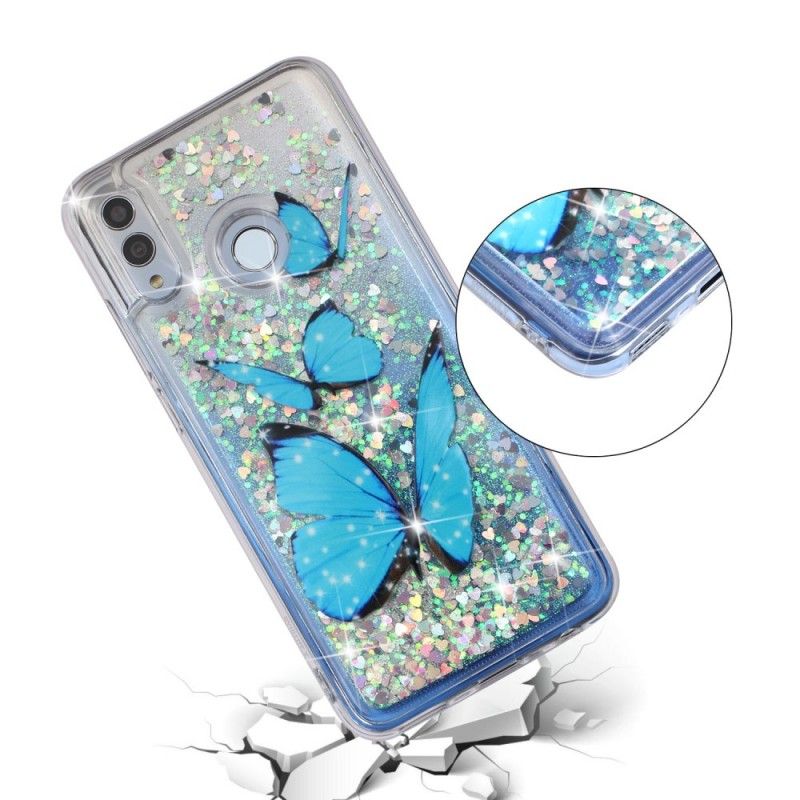 Cover Hoesje Honor 10 Lite Telefoonhoesje Glitter Vliegende Vlinders