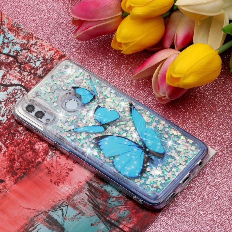 Cover Hoesje Honor 10 Lite Telefoonhoesje Glitter Vliegende Vlinders