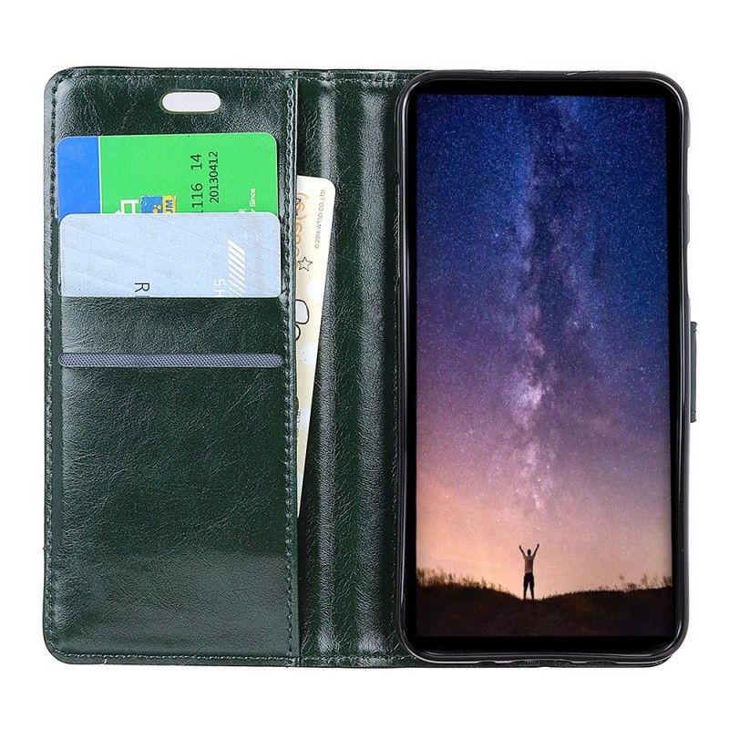 Leren Hoesje Honor 10 Lite Bruin Zwart Glanzend Kunstleer