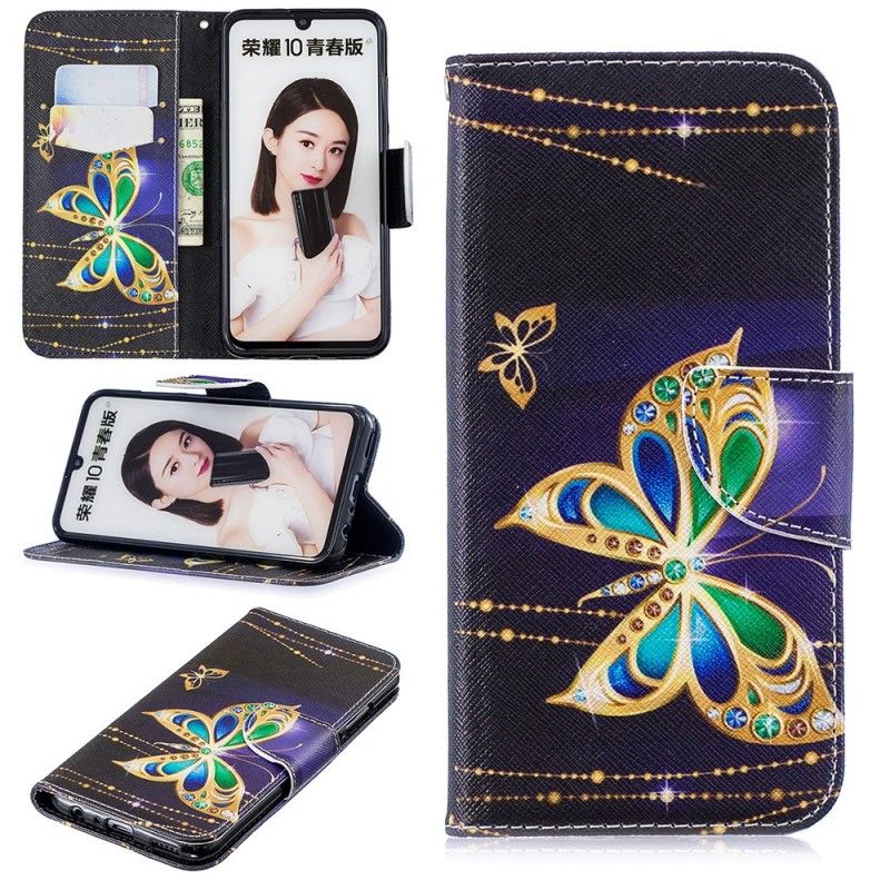 Leren Hoesje Honor 10 Lite Telefoonhoesje Magische Vlinder