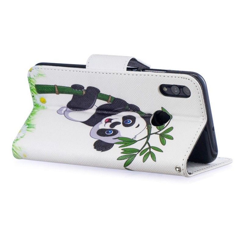 Leren Hoesje Honor 10 Lite Telefoonhoesje Panda Op Bamboe