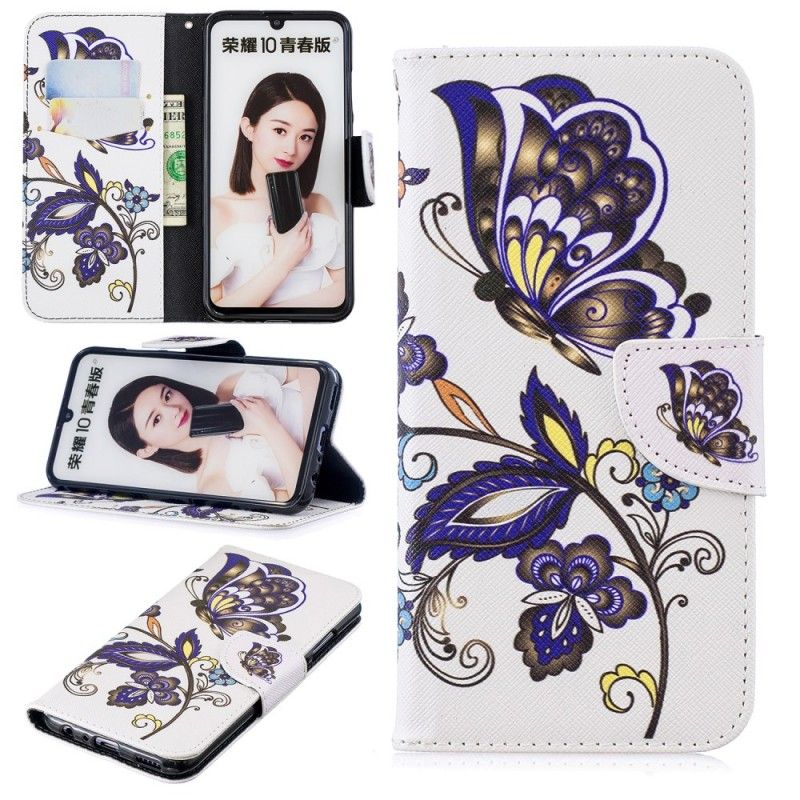 Leren Hoesje Honor 10 Lite Telefoonhoesje Vlindertattoo