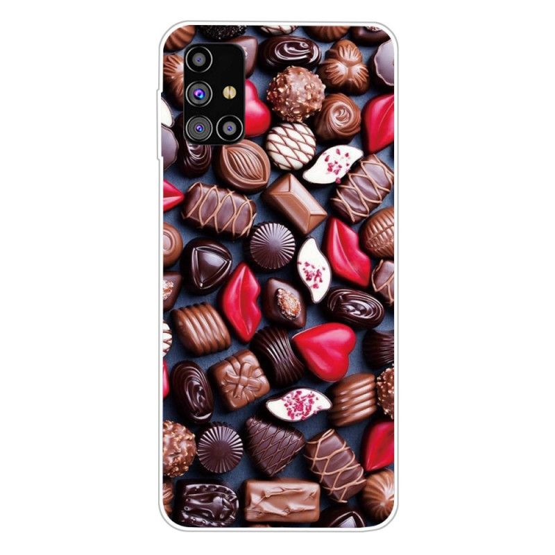 Case Hoesje Samsung Galaxy M51 Donkerbruin Bruin Telefoonhoesje Flexibele Chocolade