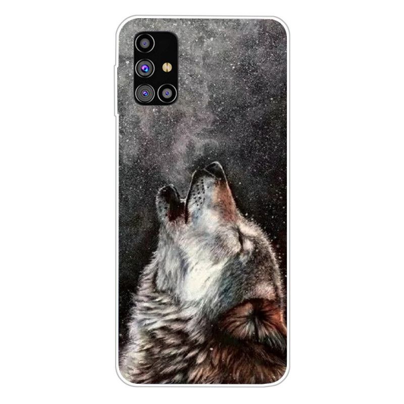 Case Hoesje Samsung Galaxy M51 Grijs Zwart Telefoonhoesje Sublieme Wolf