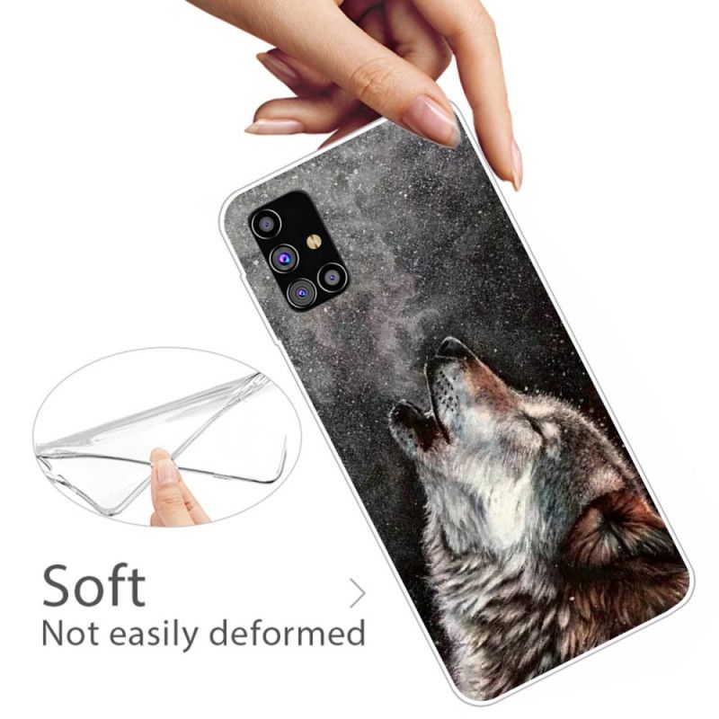 Case Hoesje Samsung Galaxy M51 Grijs Zwart Telefoonhoesje Sublieme Wolf