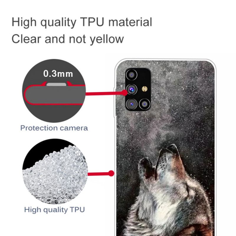 Case Hoesje Samsung Galaxy M51 Grijs Zwart Telefoonhoesje Sublieme Wolf