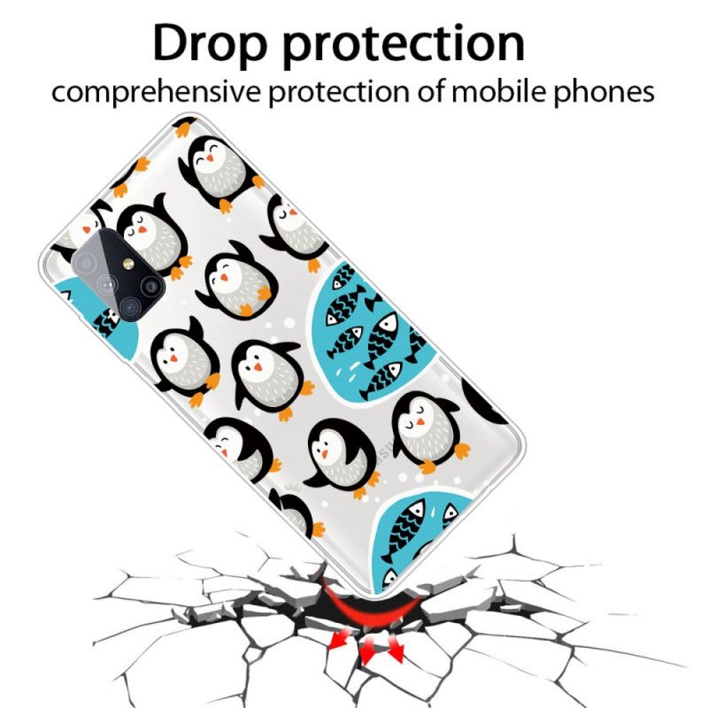 Case Hoesje Samsung Galaxy M51 Telefoonhoesje Pinguïns En Vissen