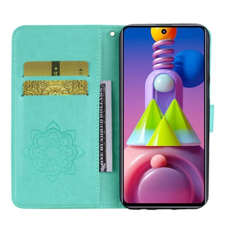 Cover Folio-hoesje Samsung Galaxy M51 Rood Grijs Telefoonhoesje Uil Mandala En String