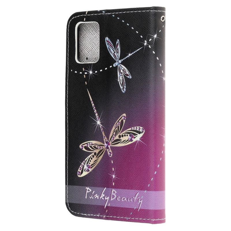 Cover Folio-hoesje Samsung Galaxy M51 Telefoonhoesje Libellen Met String