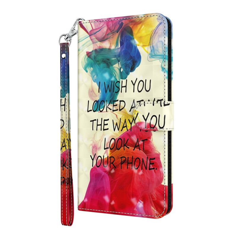 Cover Folio-hoesje Samsung Galaxy M51 Telefoonhoesje Lichtpunt Ik Wens Met Riem