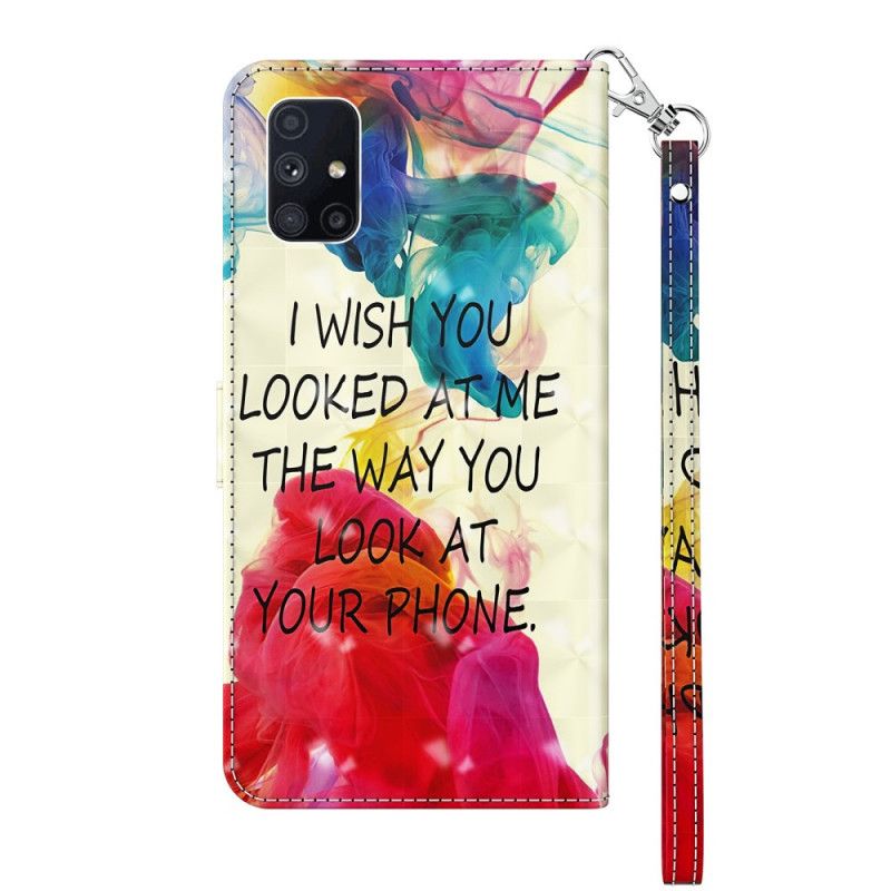 Cover Folio-hoesje Samsung Galaxy M51 Telefoonhoesje Lichtpunt Ik Wens Met Riem