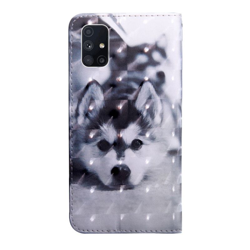 Cover Folio-hoesje Samsung Galaxy M51 Telefoonhoesje Zwart-Witte Hond