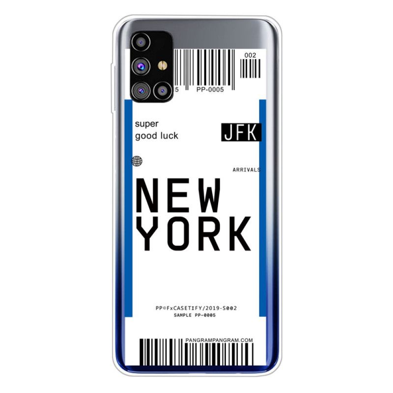 Cover Hoesje Samsung Galaxy M51 Donkerblauw Zwart Telefoonhoesje Instapkaart Naar New York