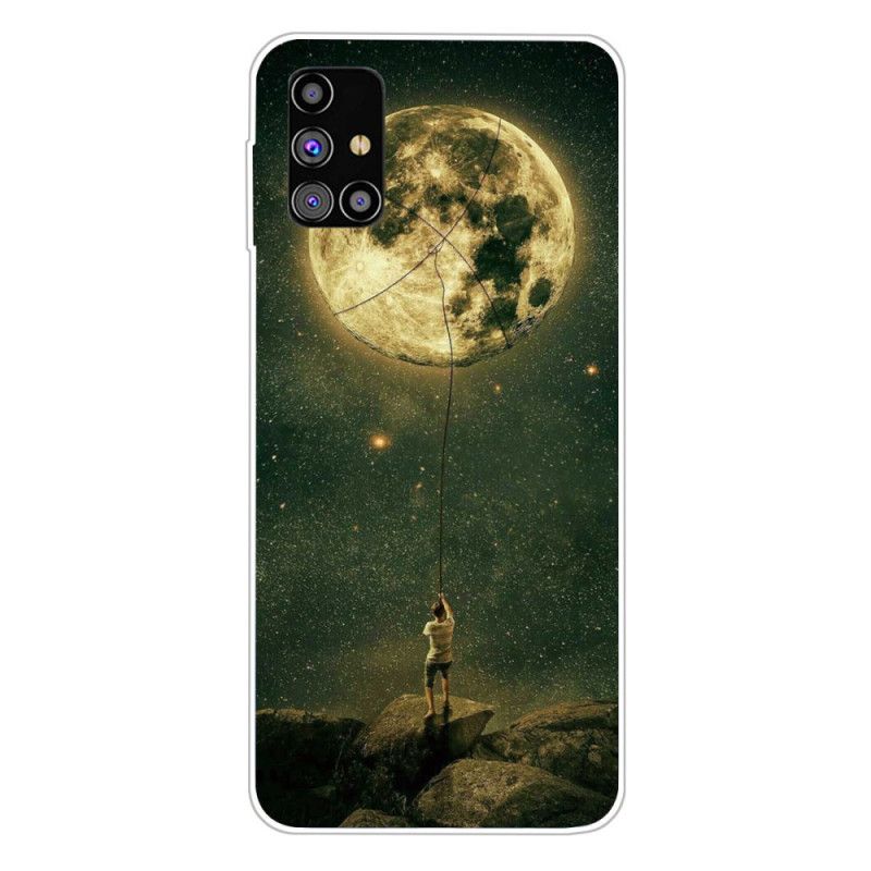 Cover Hoesje Samsung Galaxy M51 Telefoonhoesje Flexibele Man Naar De Maan