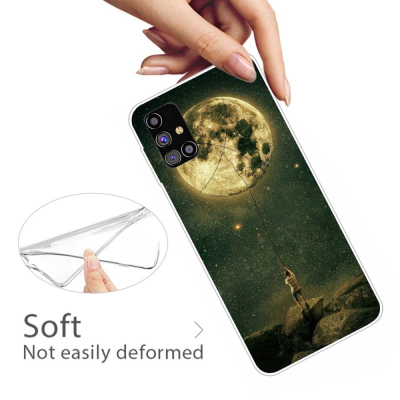 Cover Hoesje Samsung Galaxy M51 Telefoonhoesje Flexibele Man Naar De Maan