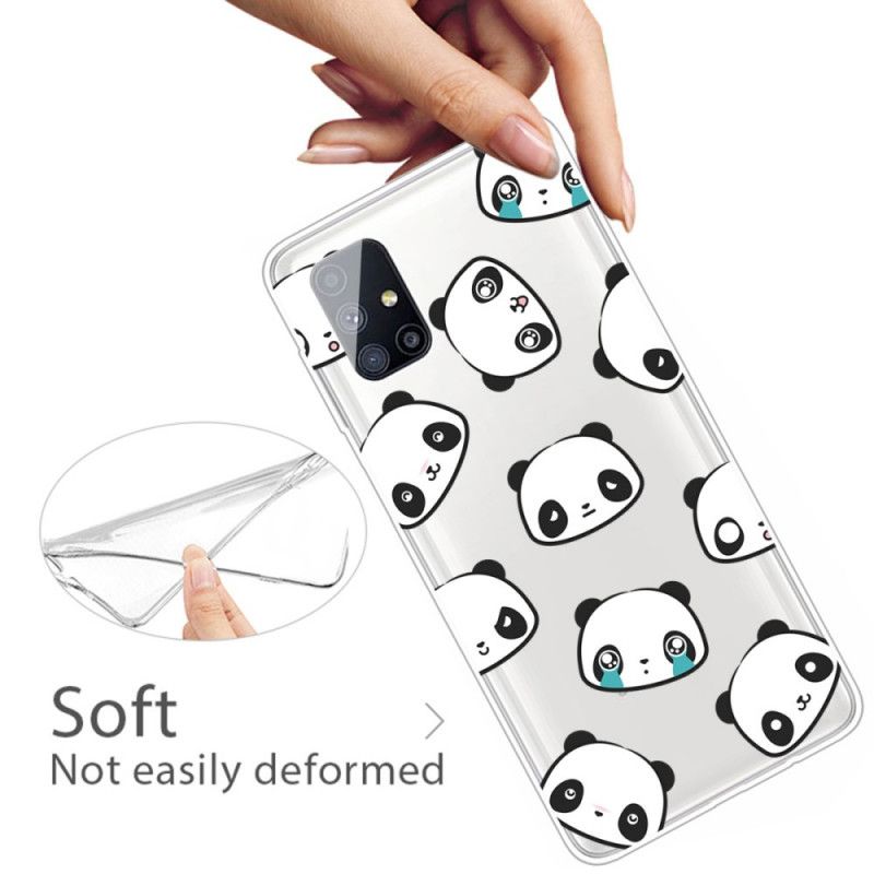 Cover Hoesje Samsung Galaxy M51 Telefoonhoesje Transparante Sentimentele Panda'S