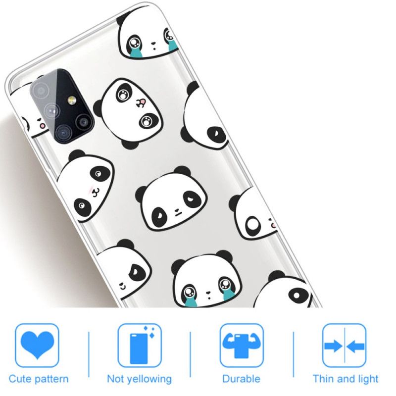 Cover Hoesje Samsung Galaxy M51 Telefoonhoesje Transparante Sentimentele Panda'S