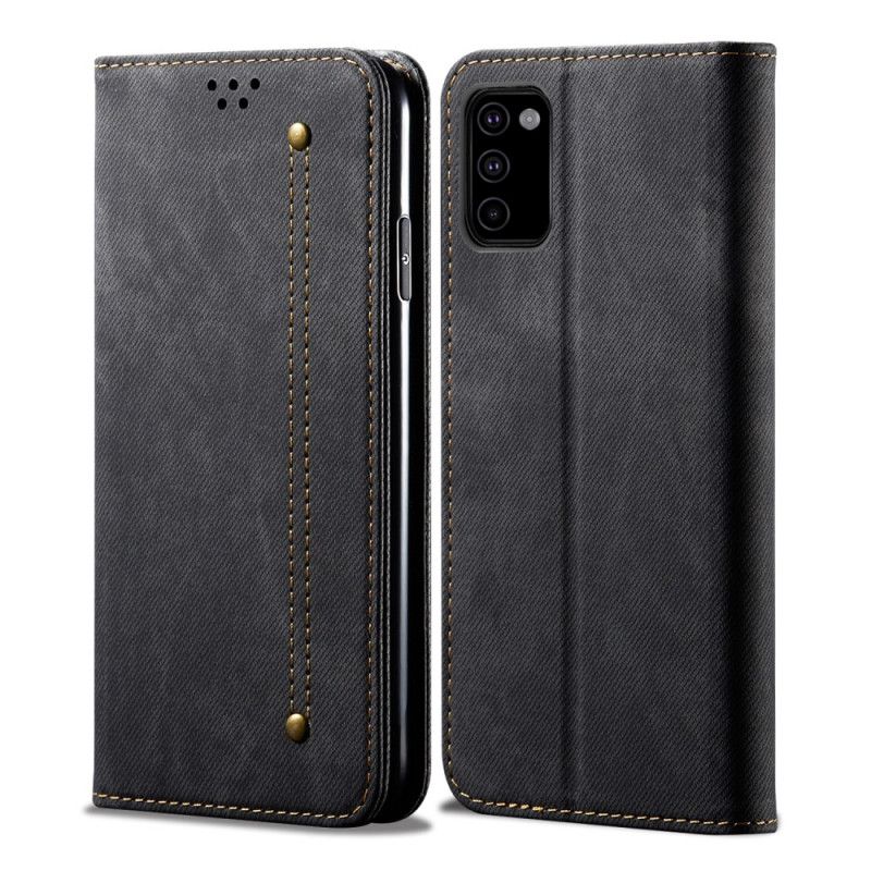 Folio-hoesje Samsung Galaxy M51 Donkerblauw Zwart Jeansstof