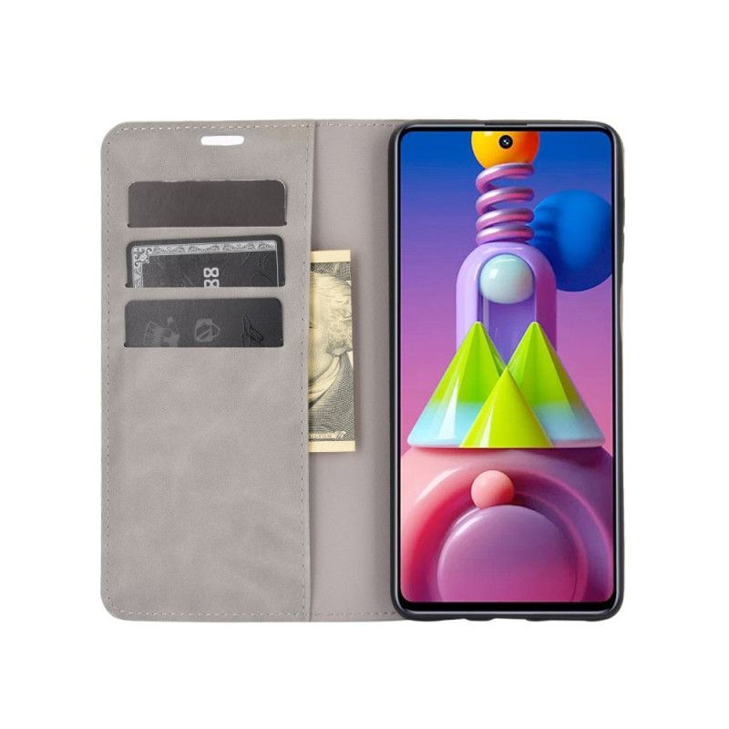 Folio-hoesje Samsung Galaxy M51 Grijs Zwart Telefoonhoesje Zacht Leereffect