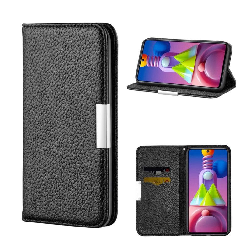 Folio-hoesje voor Samsung Galaxy M51 Grijs Zwart Ultra Chic Lychee Kunstleer