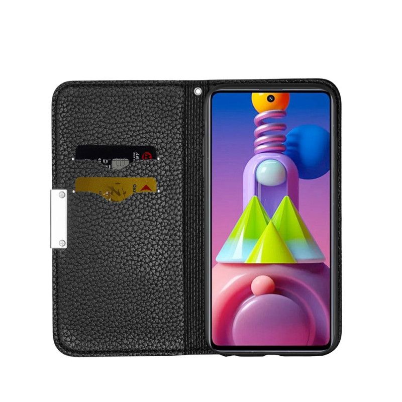 Folio-hoesje voor Samsung Galaxy M51 Grijs Zwart Ultra Chic Lychee Kunstleer