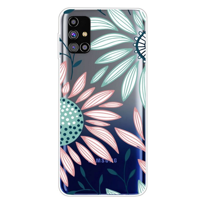 Hoesje Samsung Galaxy M51 Beige Groen Premium Bloemen