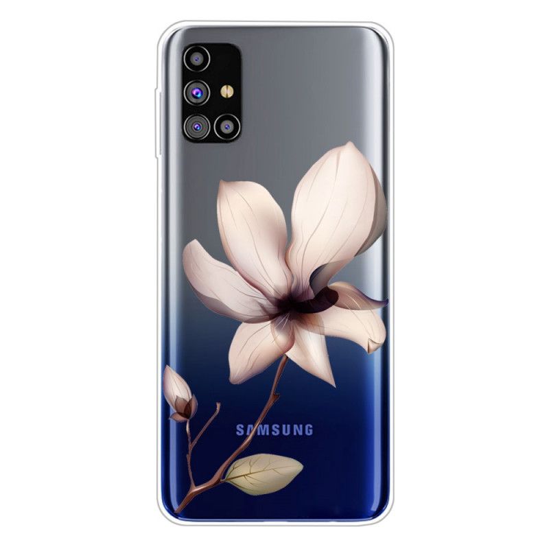 Hoesje Samsung Galaxy M51 Beige Groen Premium Bloemen