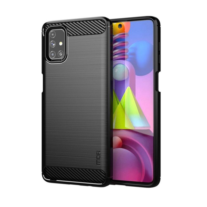 Hoesje Samsung Galaxy M51 Grijs Zwart Mofi Geborstelde Koolstofvezel