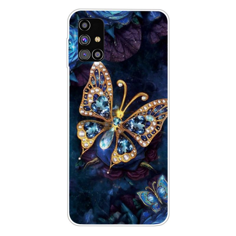 Hoesje Samsung Galaxy M51 Marineblauw Donkerblauw Luxe Vlinder