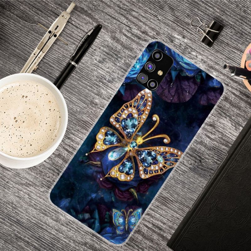 Hoesje Samsung Galaxy M51 Marineblauw Donkerblauw Luxe Vlinder