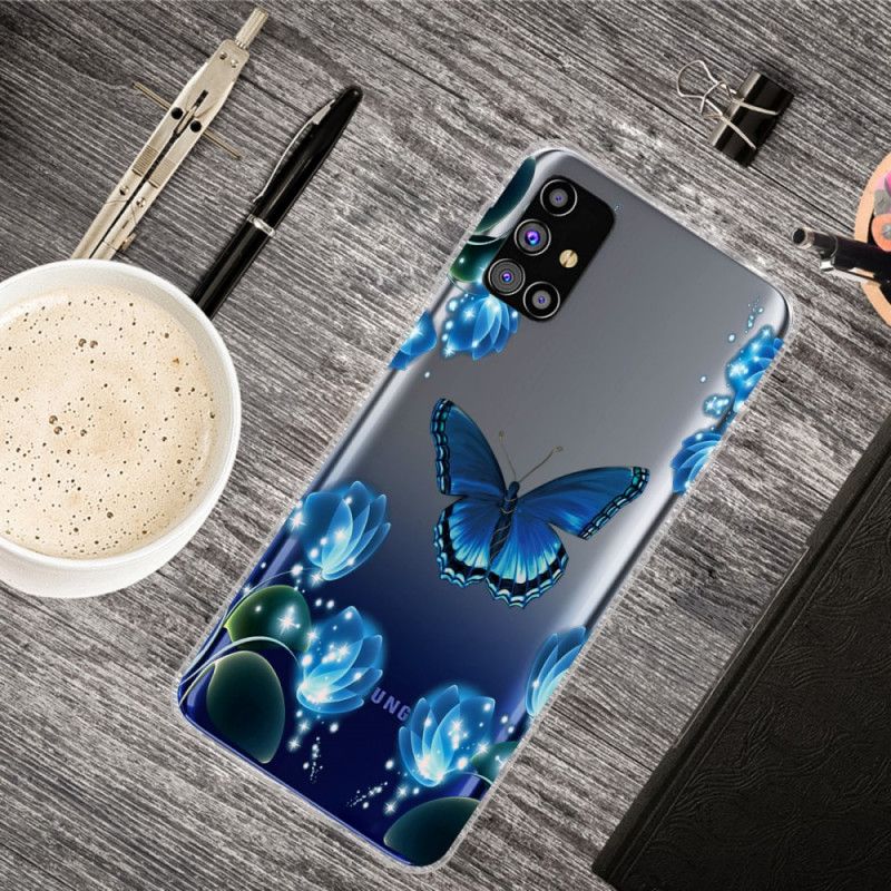 Hoesje Samsung Galaxy M51 Marineblauw Donkerblauw Luxe Vlinder